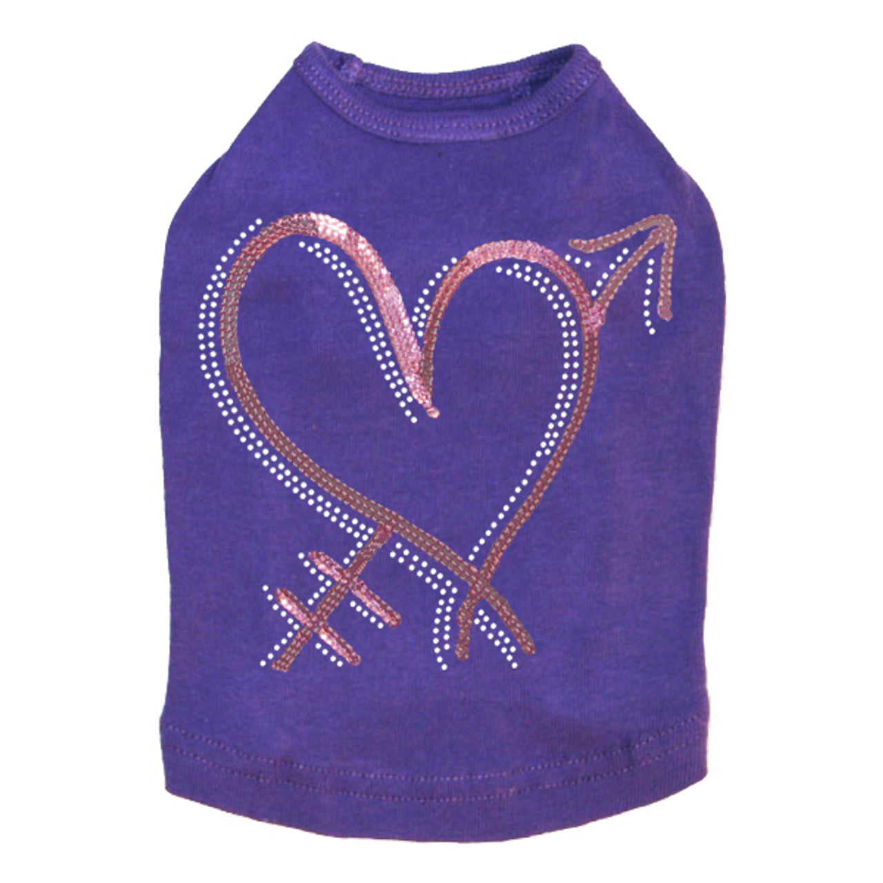 Pink Sequin Heart with Arrow - Dog Tank