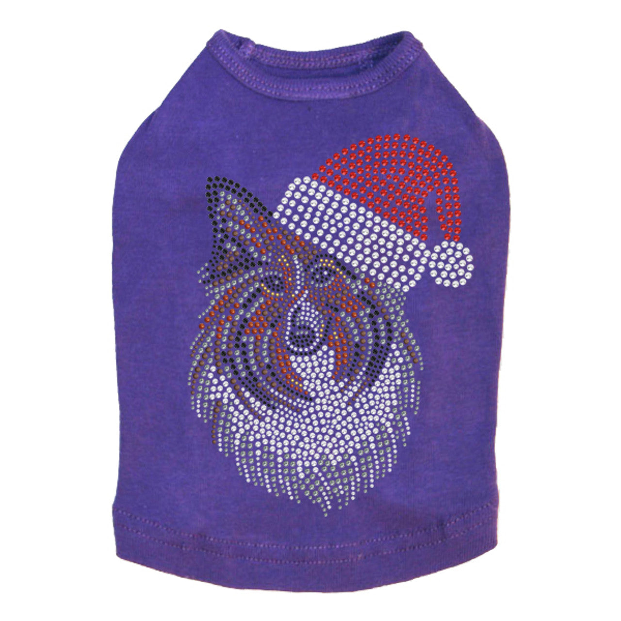 Sheltie Face with Santa Hat - Dog Tank