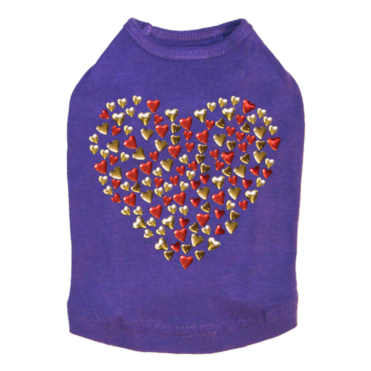 Red & Gold Nailhead Hearts - Dog Tank