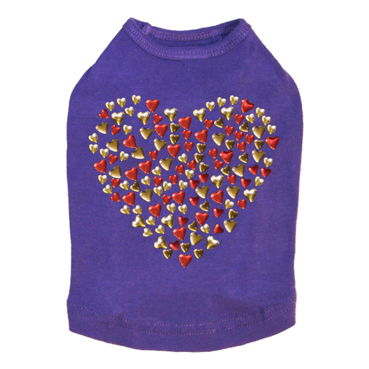 Red & Gold Nailhead Hearts - Dog Tank