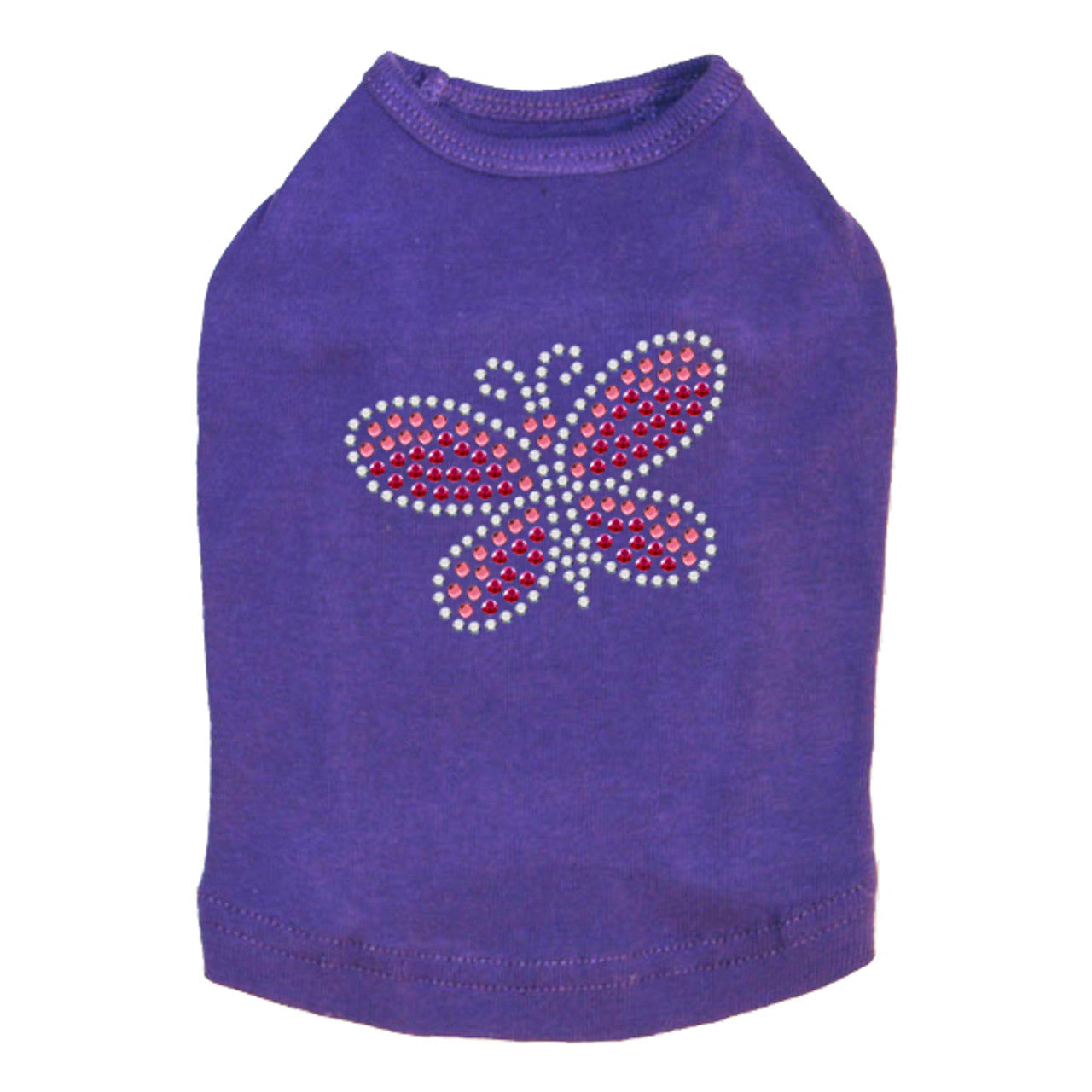 Pink Rhinestone & Rhinestud Butterfly - Dog Tank