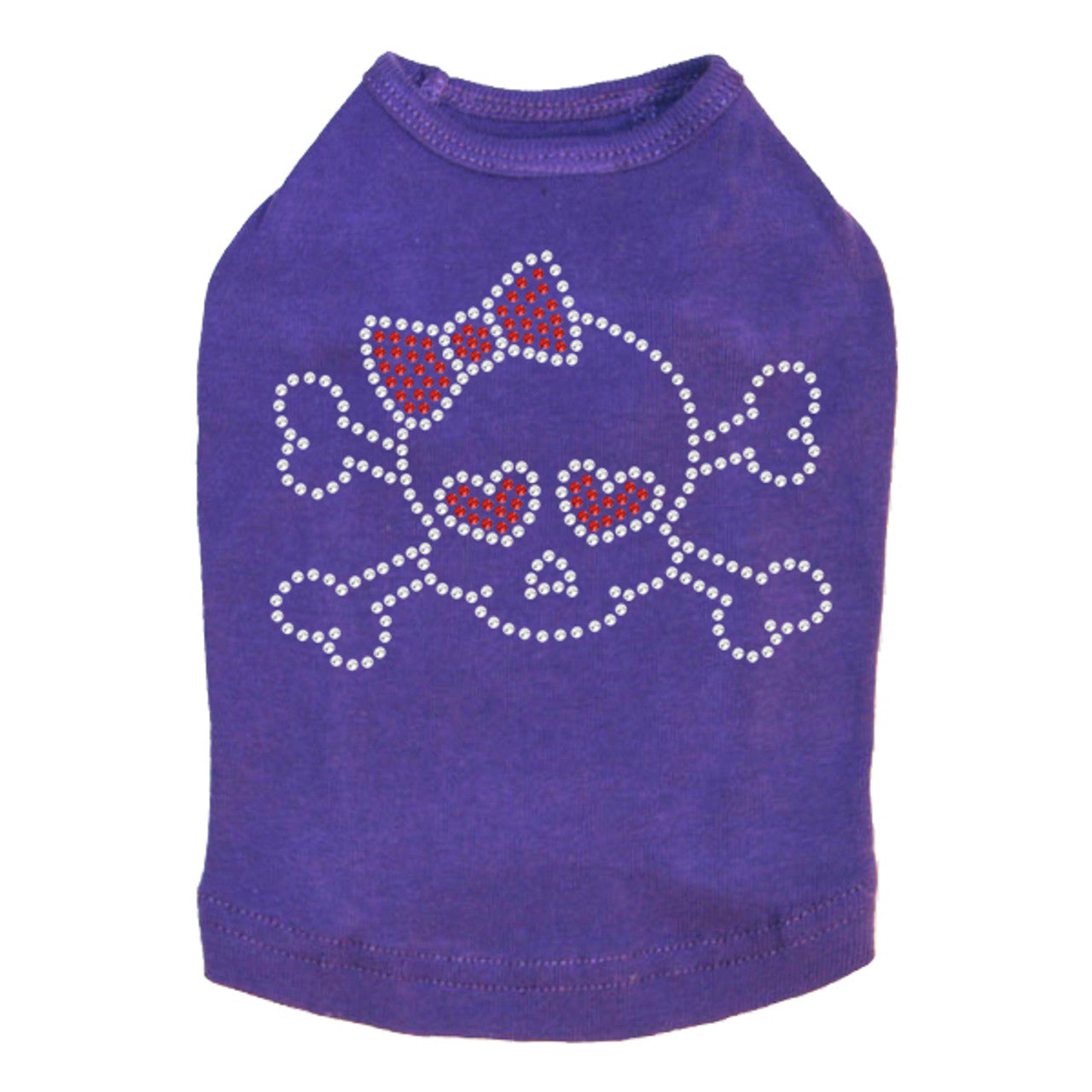 Skull with Red Bow - Dog Tank