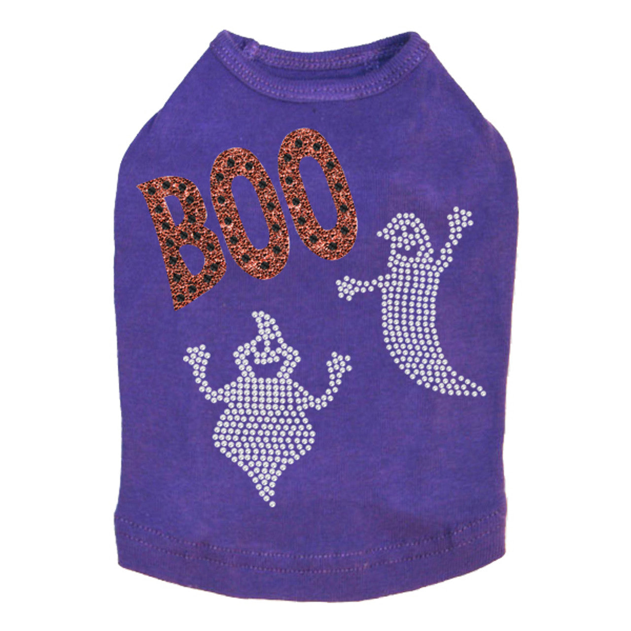 Orange Glitter Boo with Rhinestone Ghost - Dog Tank