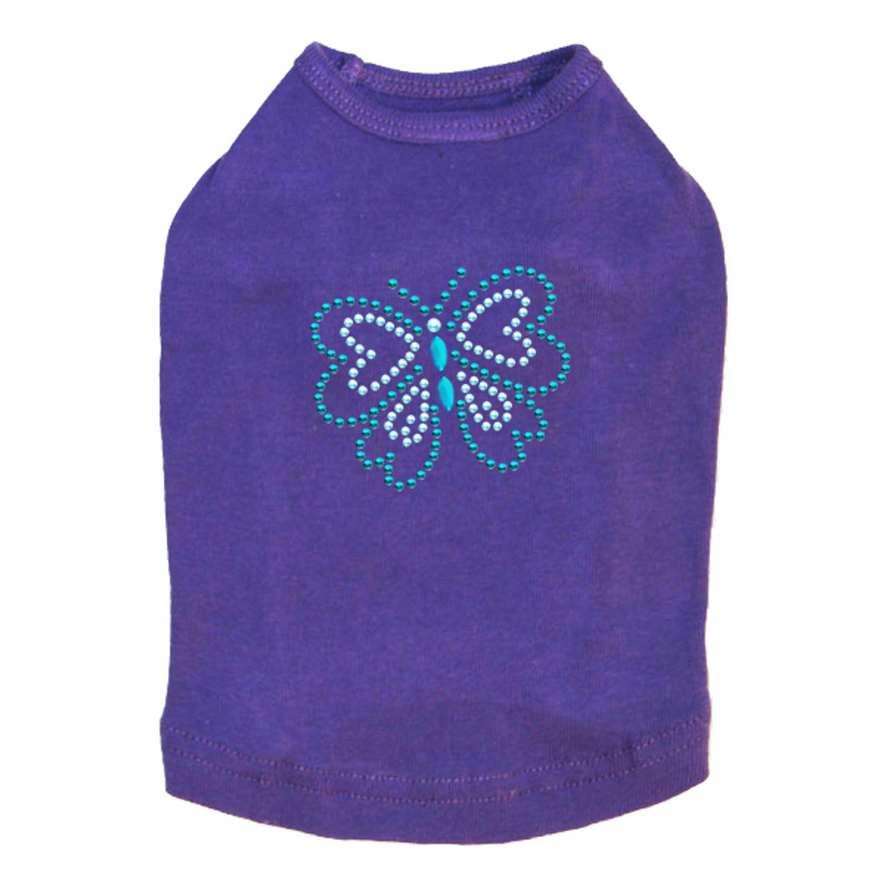 Blue Rhinestud Butterfly - Dog Tank