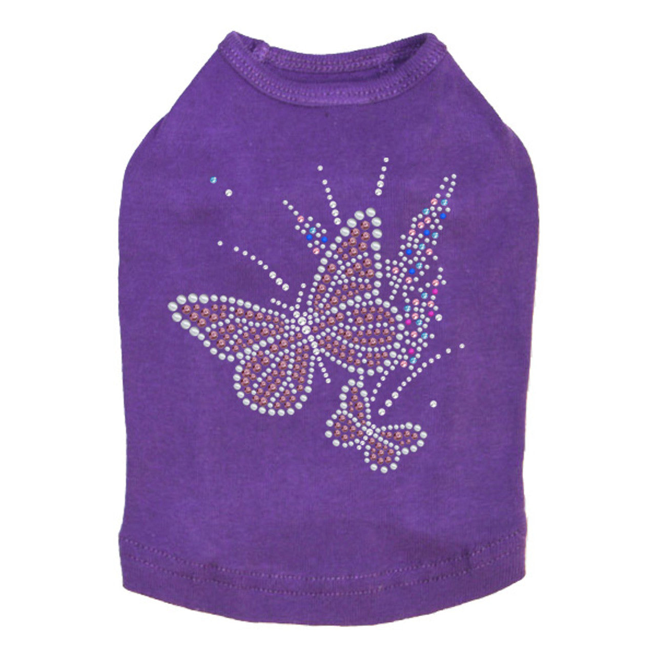 Pink Butterfly with Flowers - Dog Tank