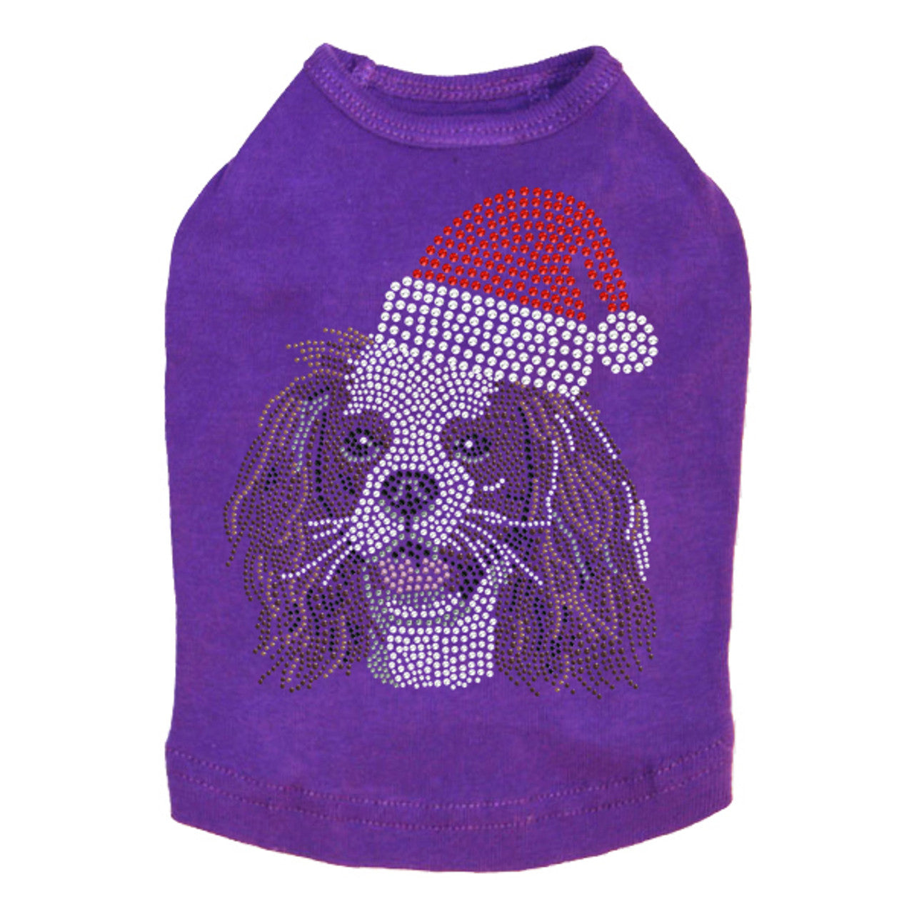Cavalier King Charles Spaniel with Santa Hat - Dog Tank