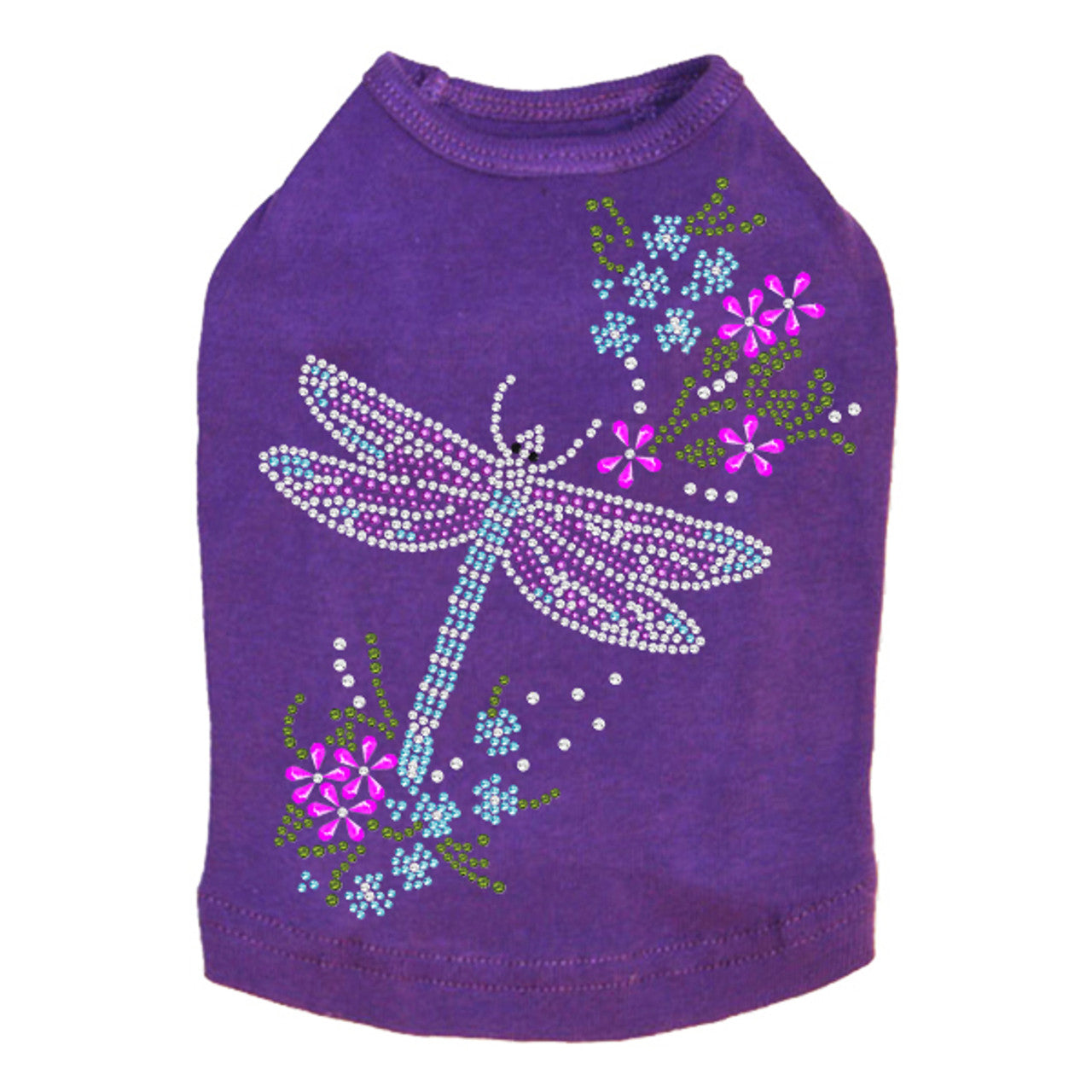 Dragonfly with Flowers - Dog Tank