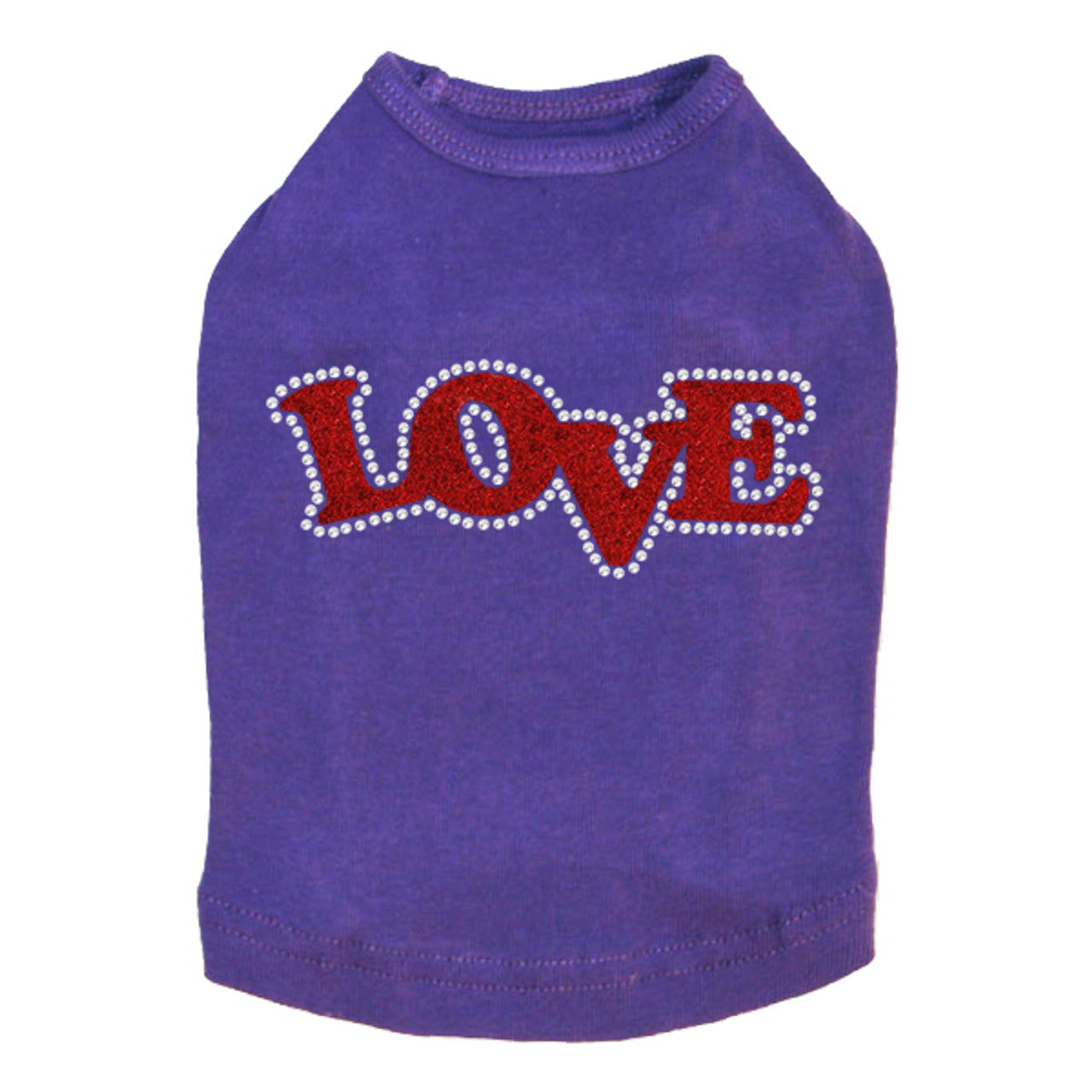 Love (Red Glitter) - Dog Tank