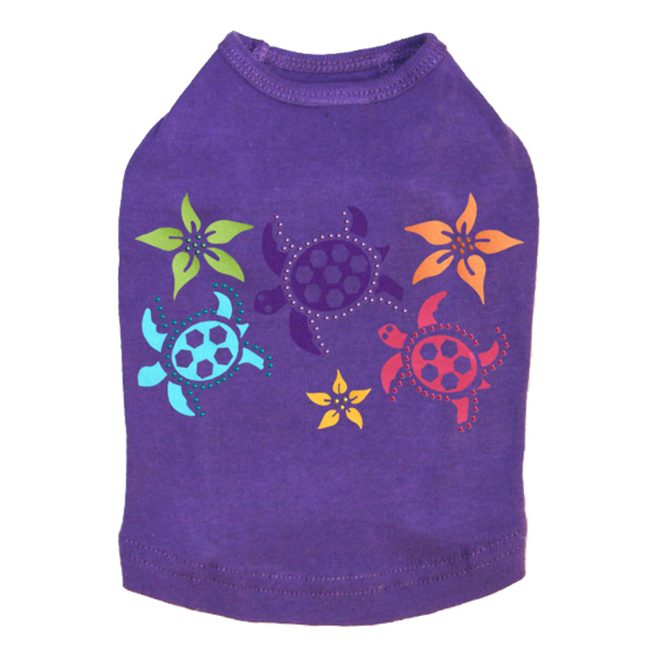 Satin Sea Turtles with Flowers - Dog Tank