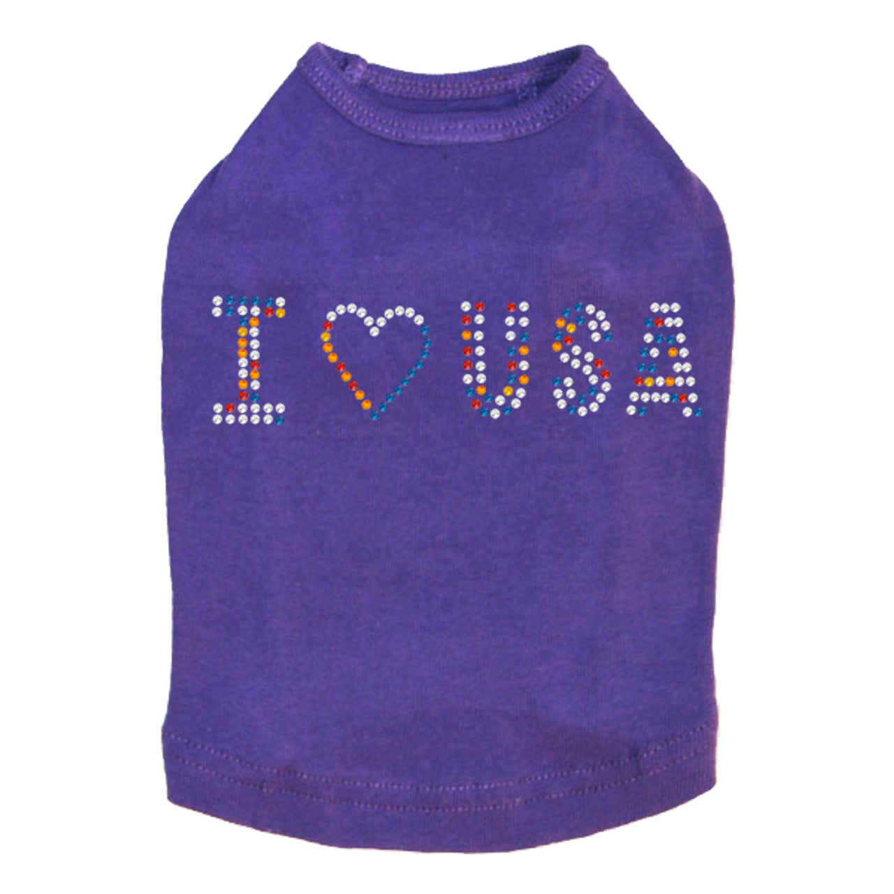 I Love USA (Multicolor Rhinestones) - Dog Tank