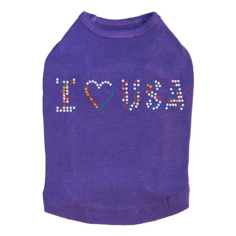 I Love USA (Multicolor Rhinestones) - Dog Tank