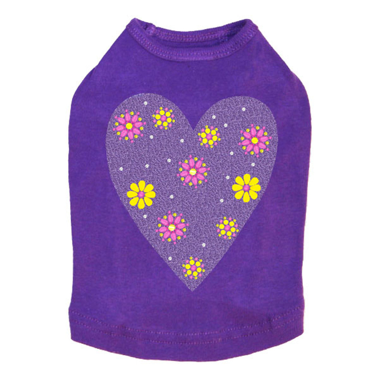 Purple Glitter Heart - Dog Tank