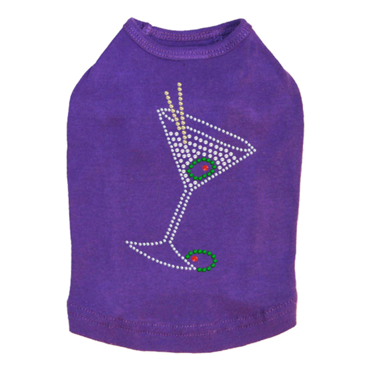 Martini - Silver Rhinestone - Dog Tank