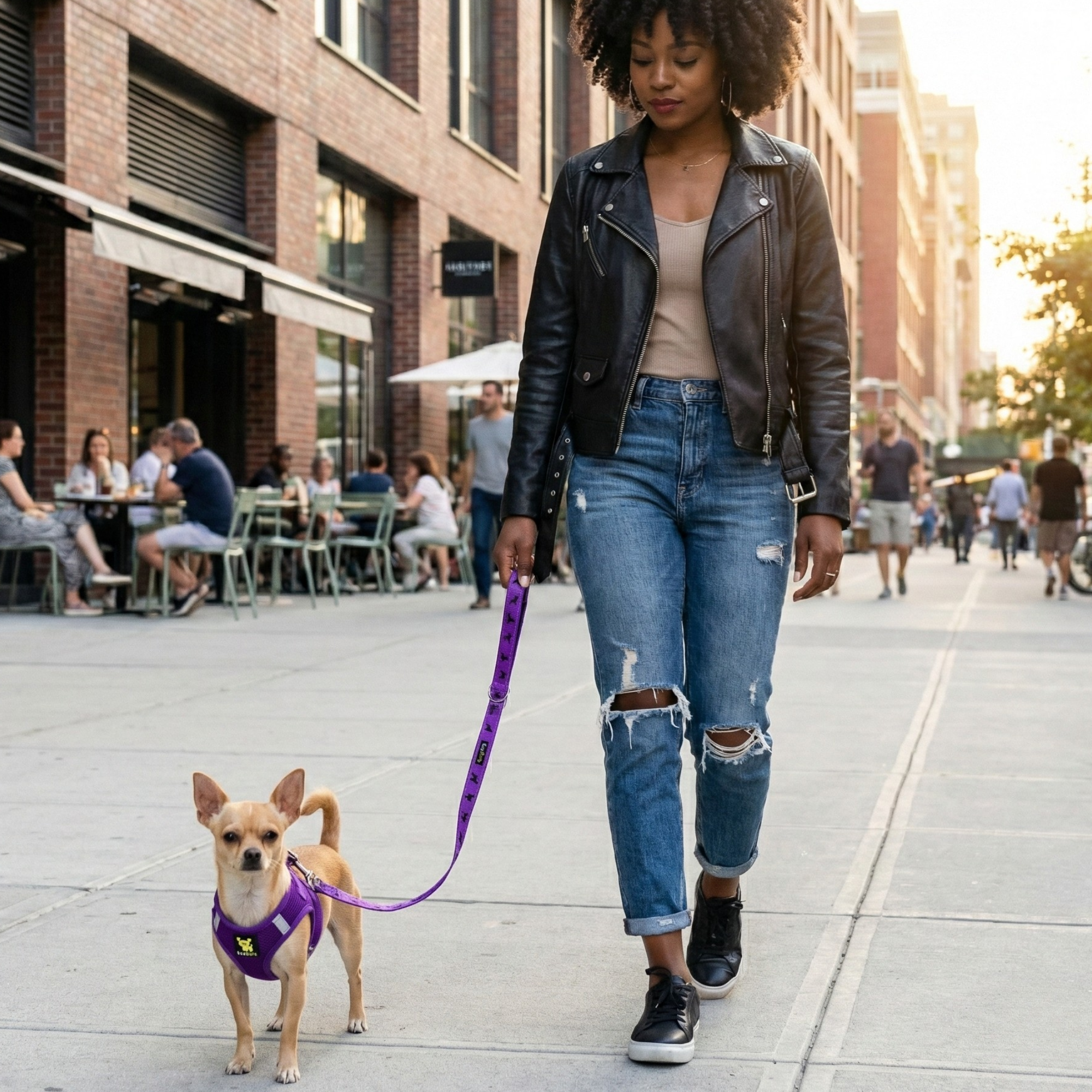 EcoBark Purple Dog Leash- Padded Comfort Grip Leash Dog Pattern - 4ft, 5ft, and 6ft  for XS, Small, and Medium Dogs