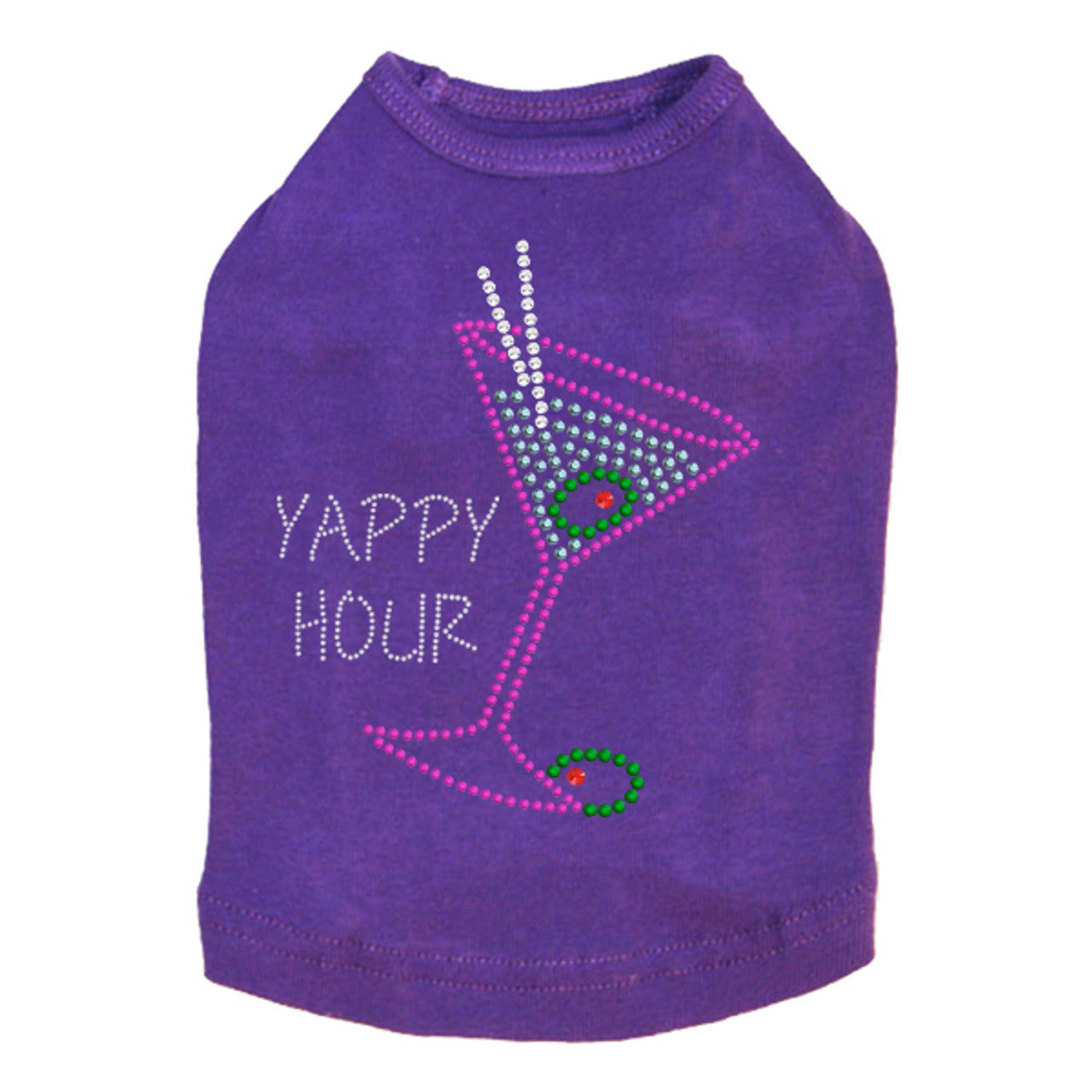 Martini - Fuchsia with Blue Rhinestones - Dog Tank