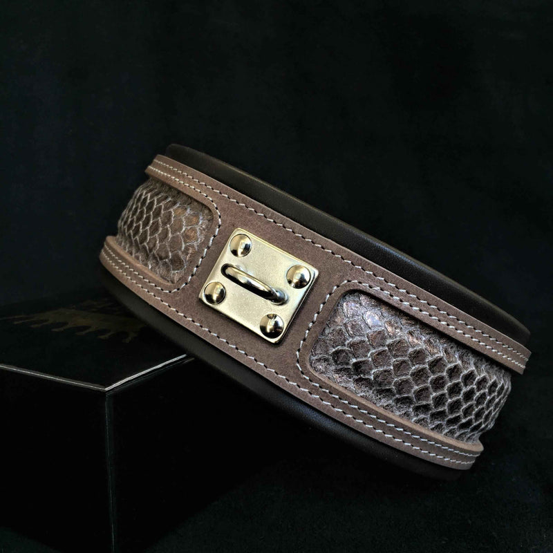 Bestia Python Exclusive Design Leather Dog Collar