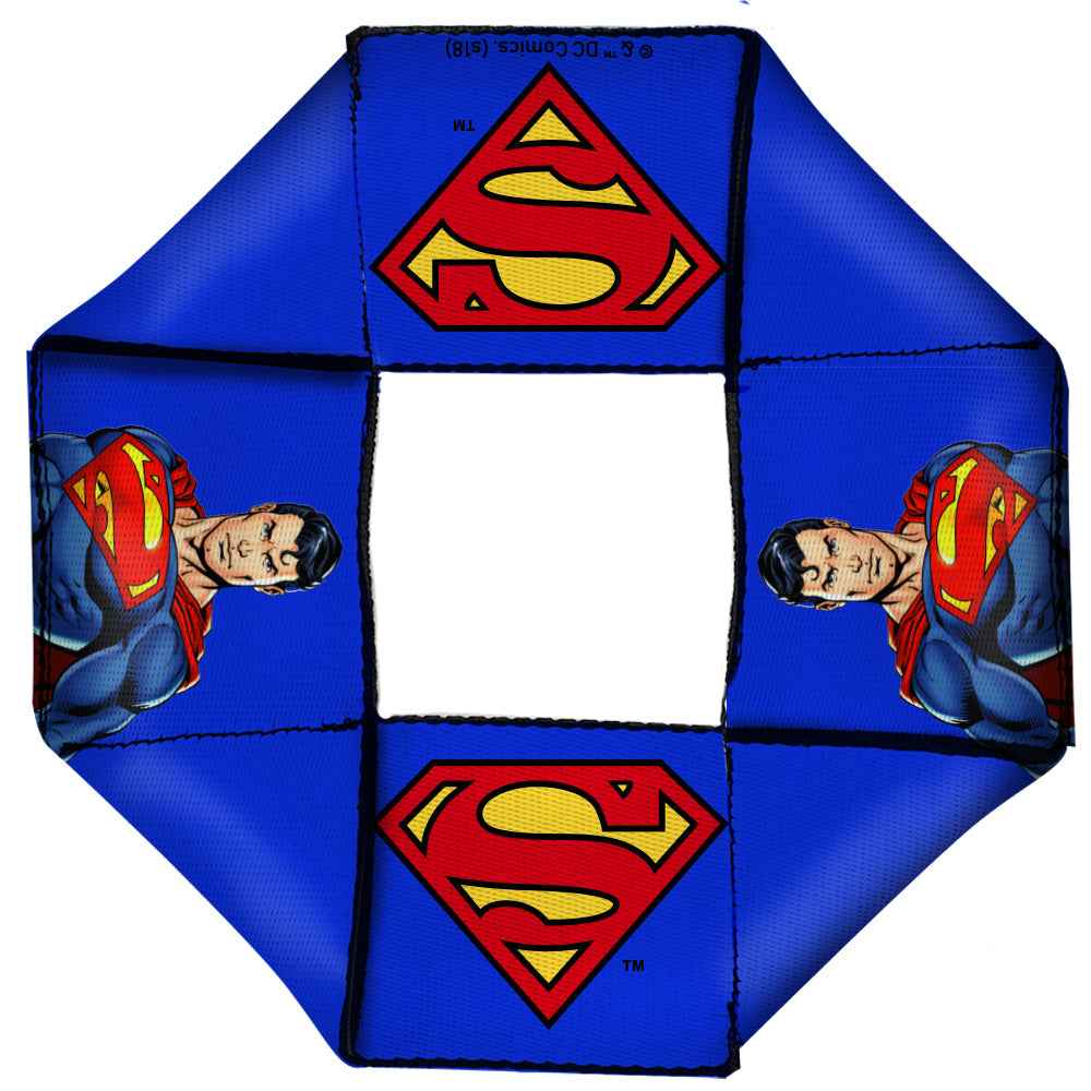 Buckle-Down Superman Pose Shield Icon Blue Squeaky Octagon Flyer Dog Toy