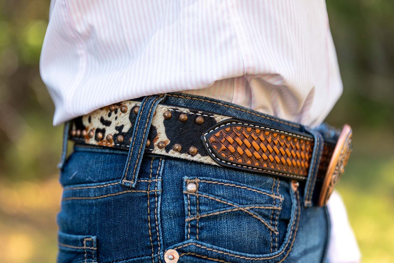 Rafter T Peppered Hide Ladies Belt