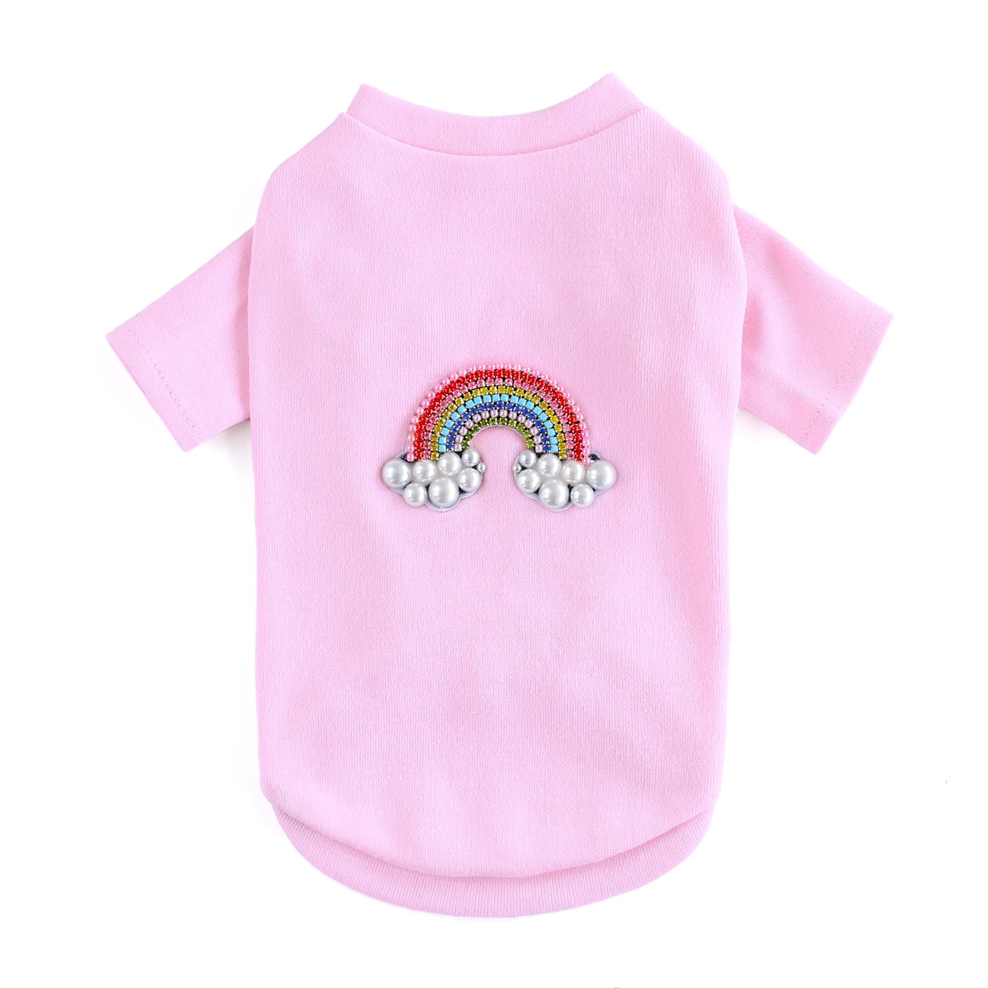 Hello Doggie Rainbow Cotton Crystal Blue Dog Shirt