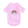 Hello Doggie Rainbow Cotton Crystal Pink Dog Shirt