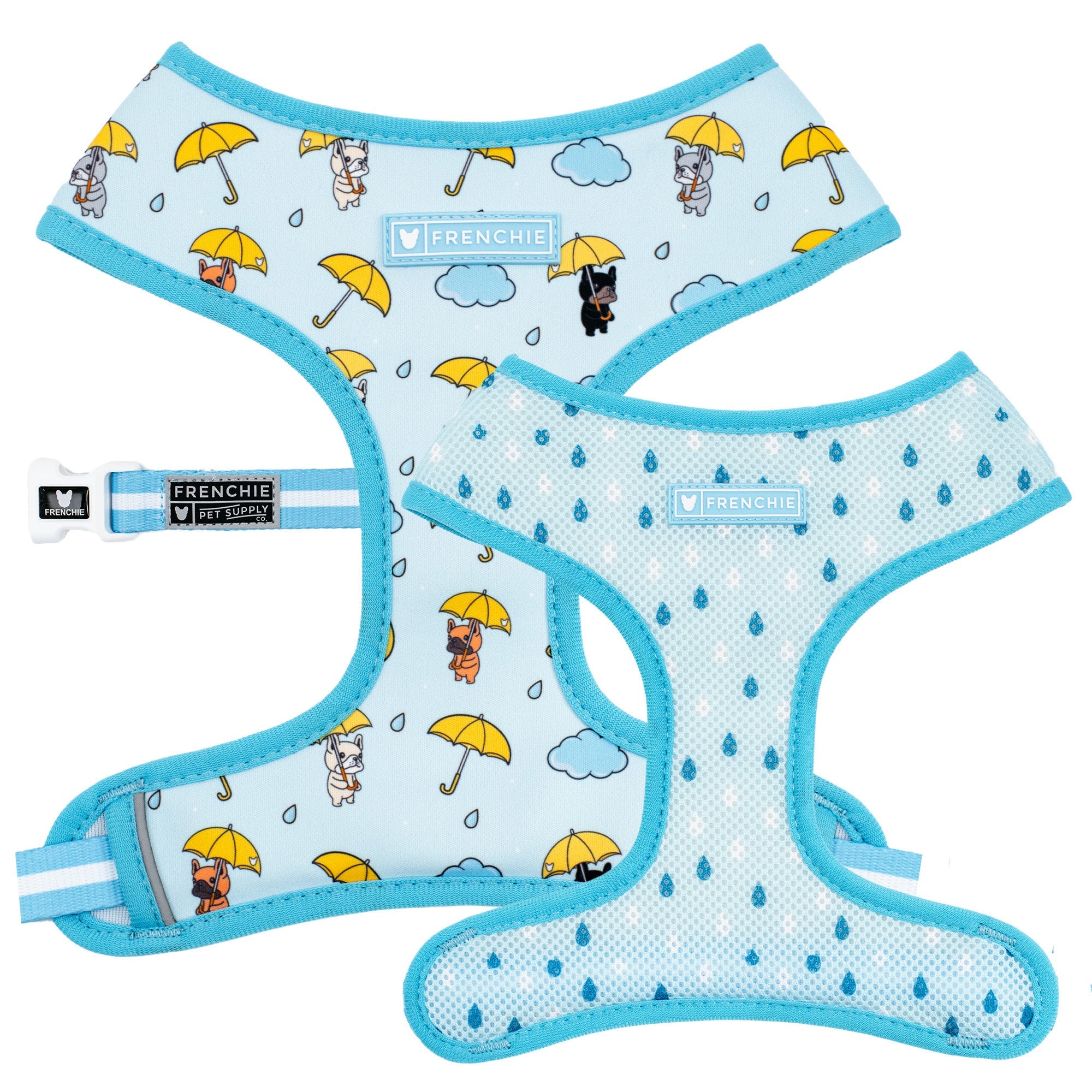 Frenchie Duo Reversible Harness - Its Raining Frenchies