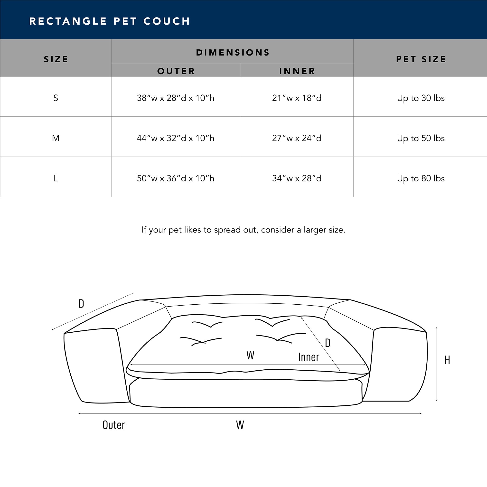 Rectangle Orthopedic Foam Pet Couch | HT Animal Supply
