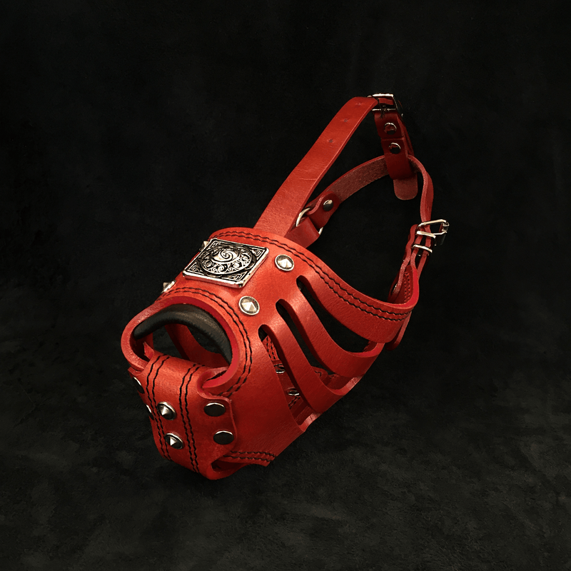 Bestia Eros Basket Red Leather Dog Muzzle