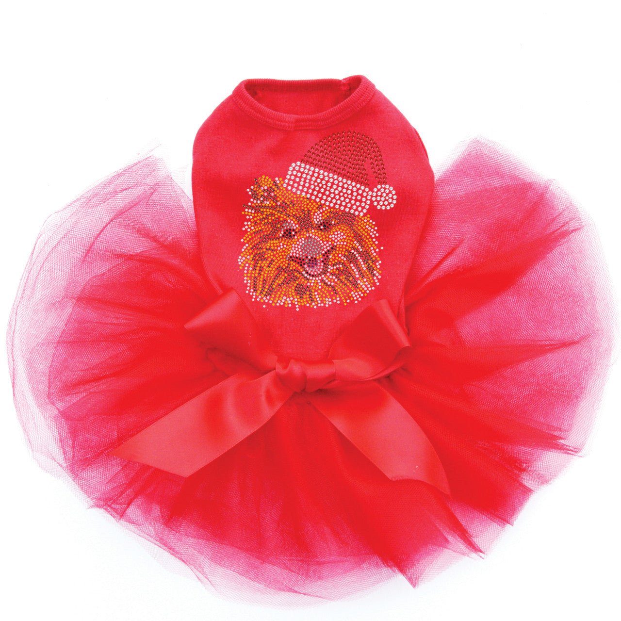 Pomeranian with Santa Hat - Custom Tutu