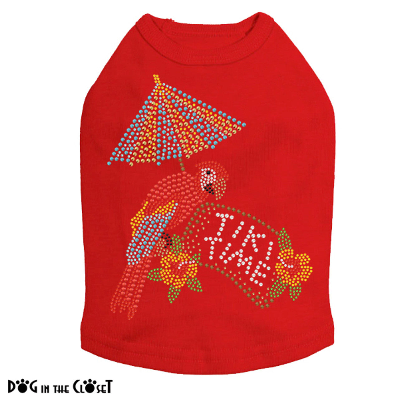 Tiki Time Parrot - Sleeveless Dog Tank