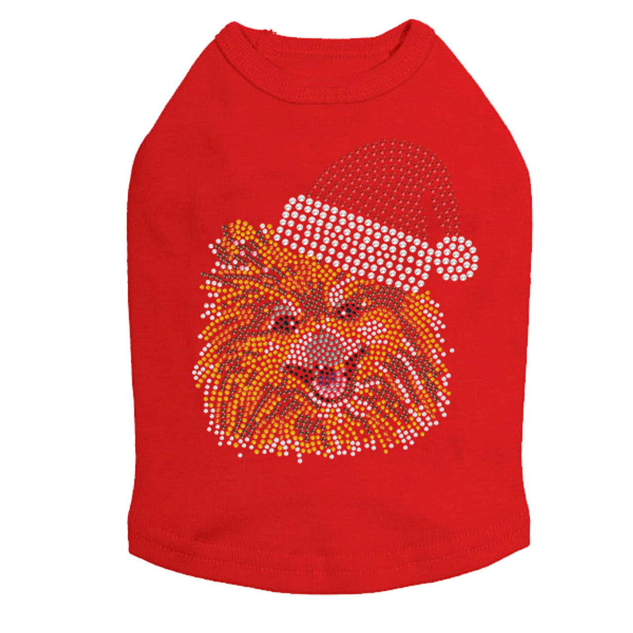 Pomeranian with Santa Hat - Dog Tank