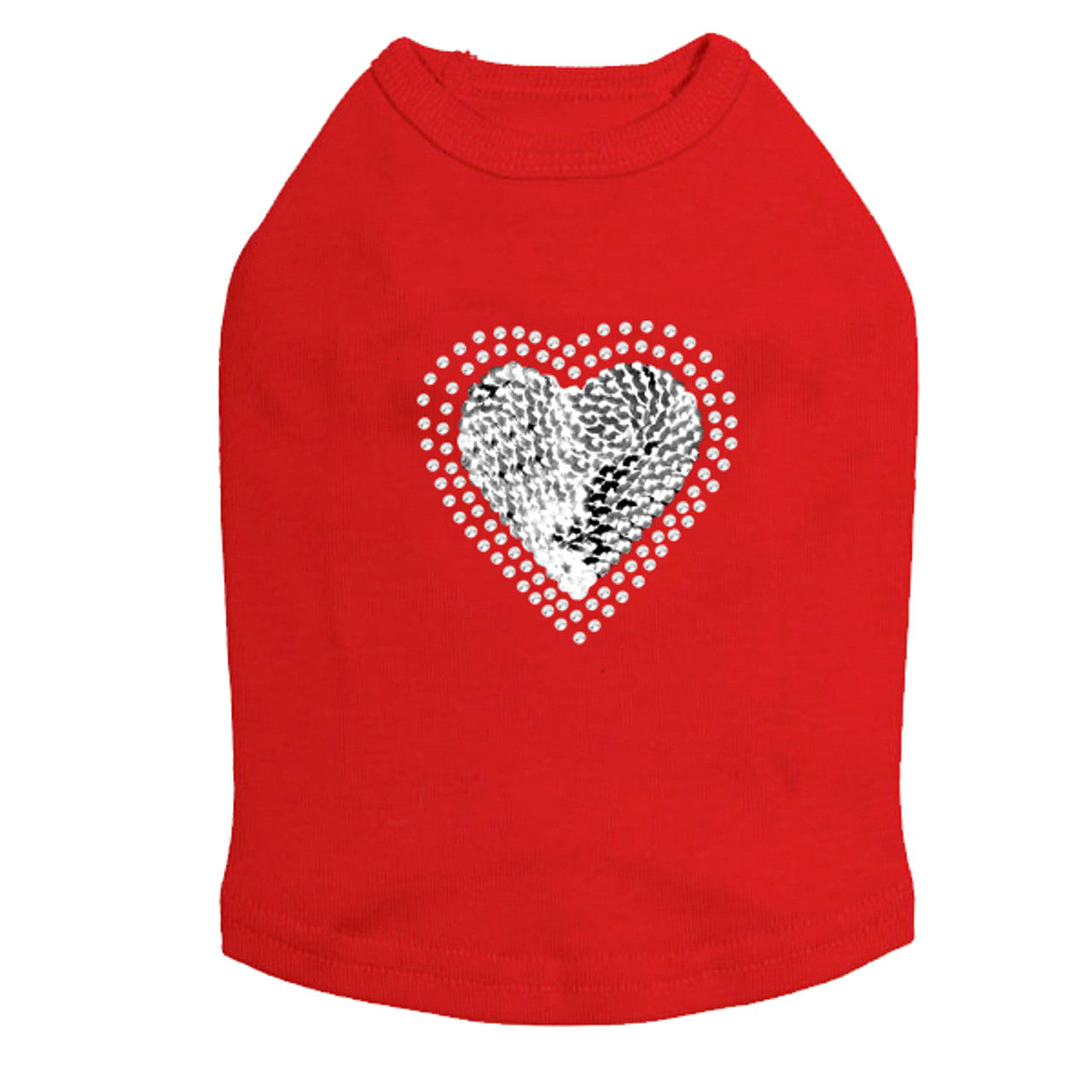 Sequin Silver Heart - Dog Tank