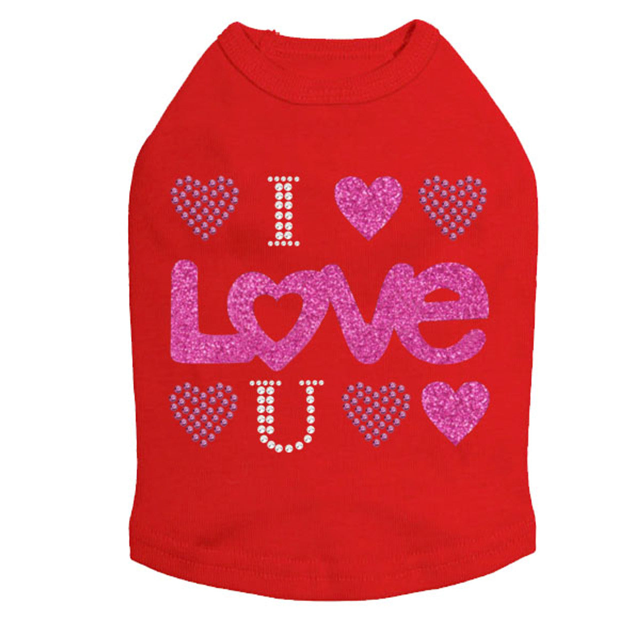 I Love You Pink Glitter - Dog Tank