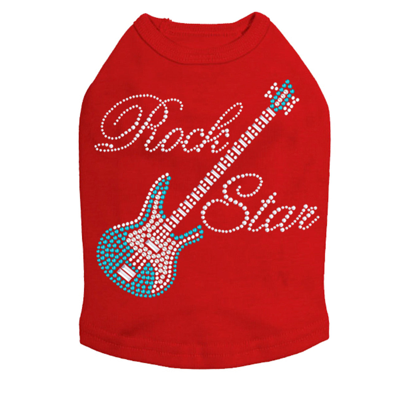 Guitar Blue (Austrian Rhinestones) & Rock Star - Dog Tank