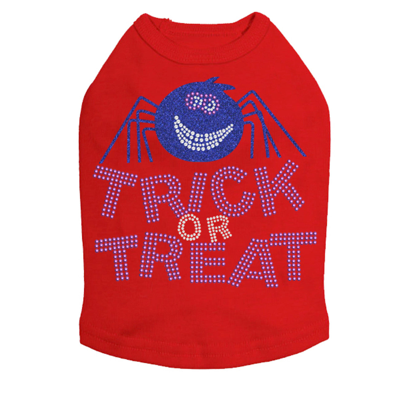 Trick or Treat with Blue Glitter Spider - Dog Tank