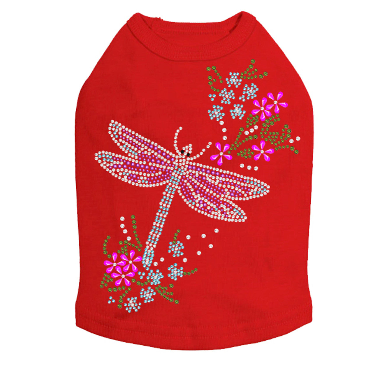 Dragonfly with Flowers - Dog Tank