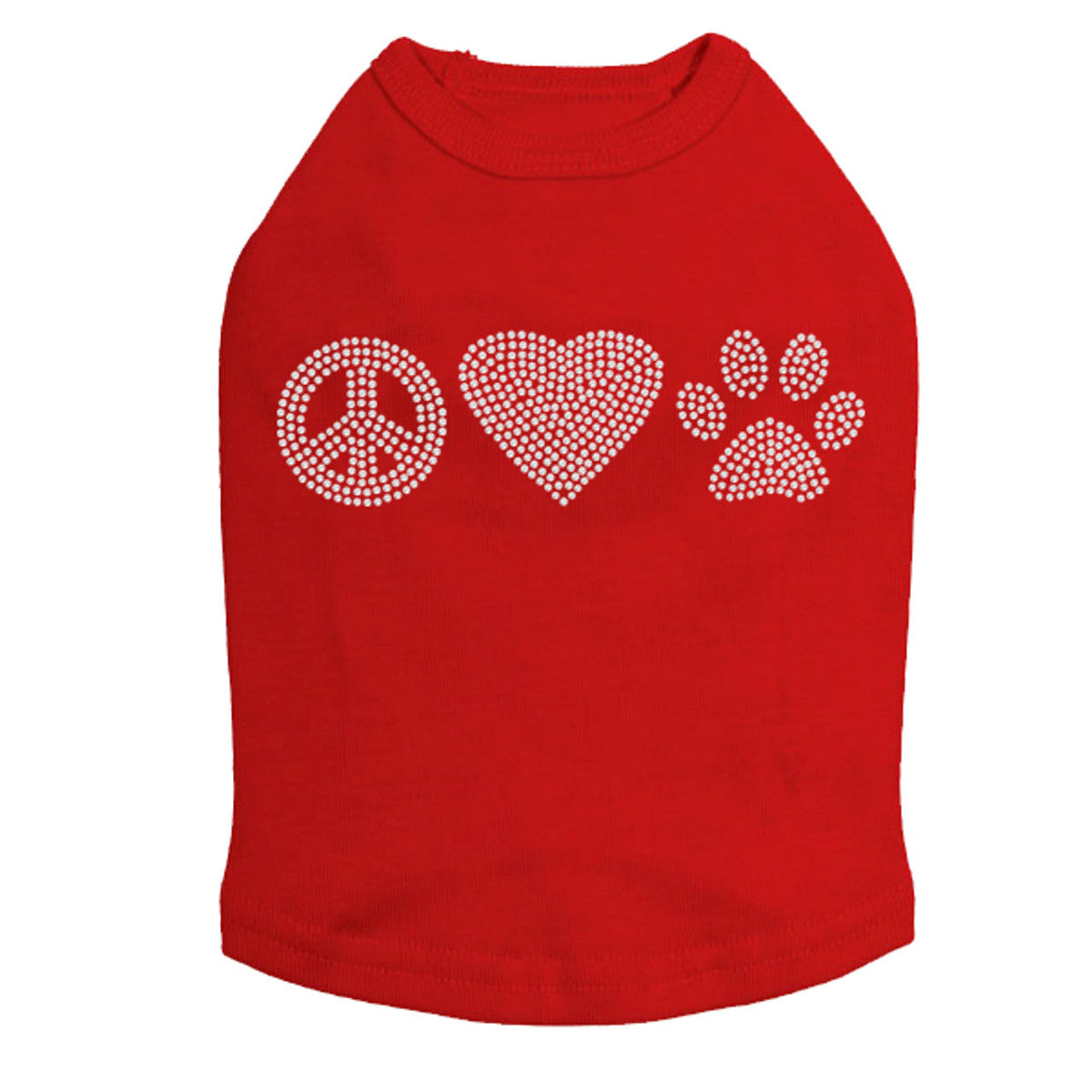 Peace, Love, Paw (Rhinestone) - Dog Tank