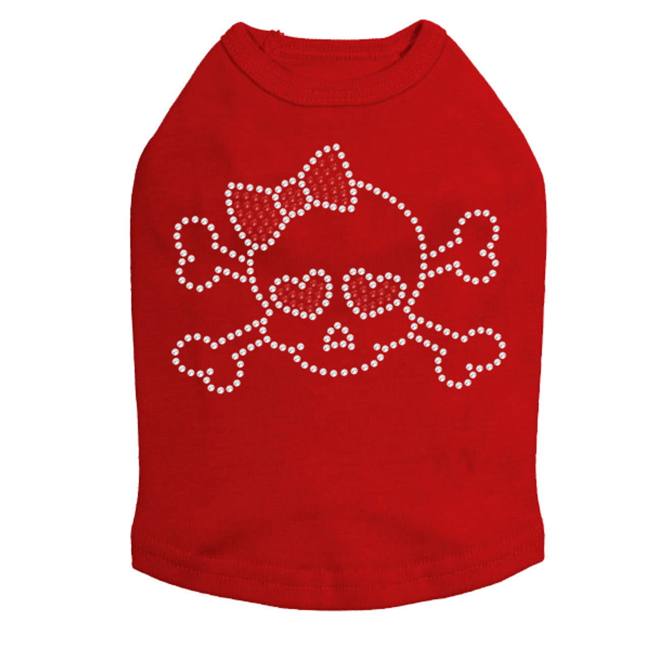 Skull with Red Bow - Dog Tank
