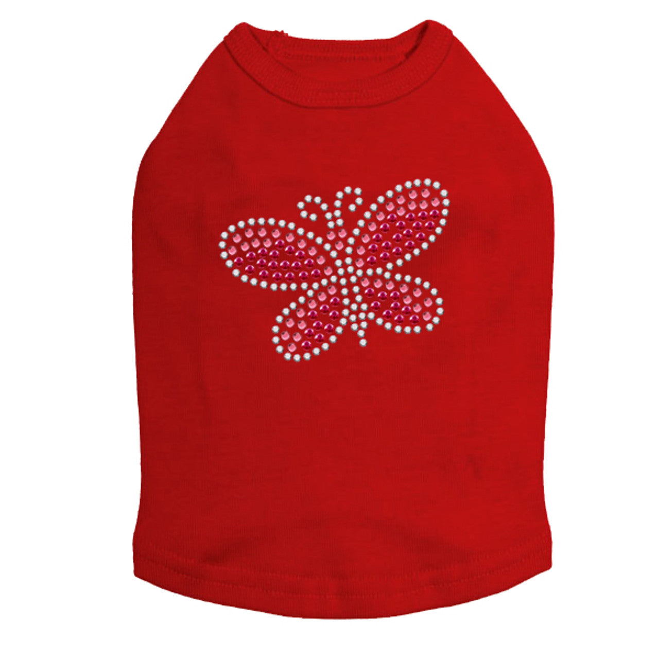 Pink Rhinestone & Rhinestud Butterfly - Dog Tank