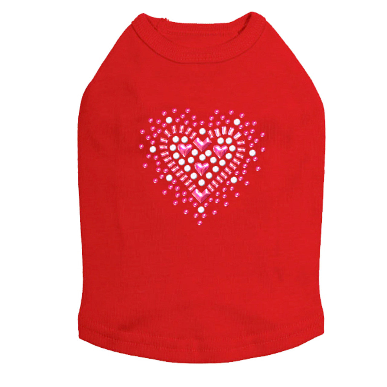 Pink Austrian crystal Heart - Dog Tank