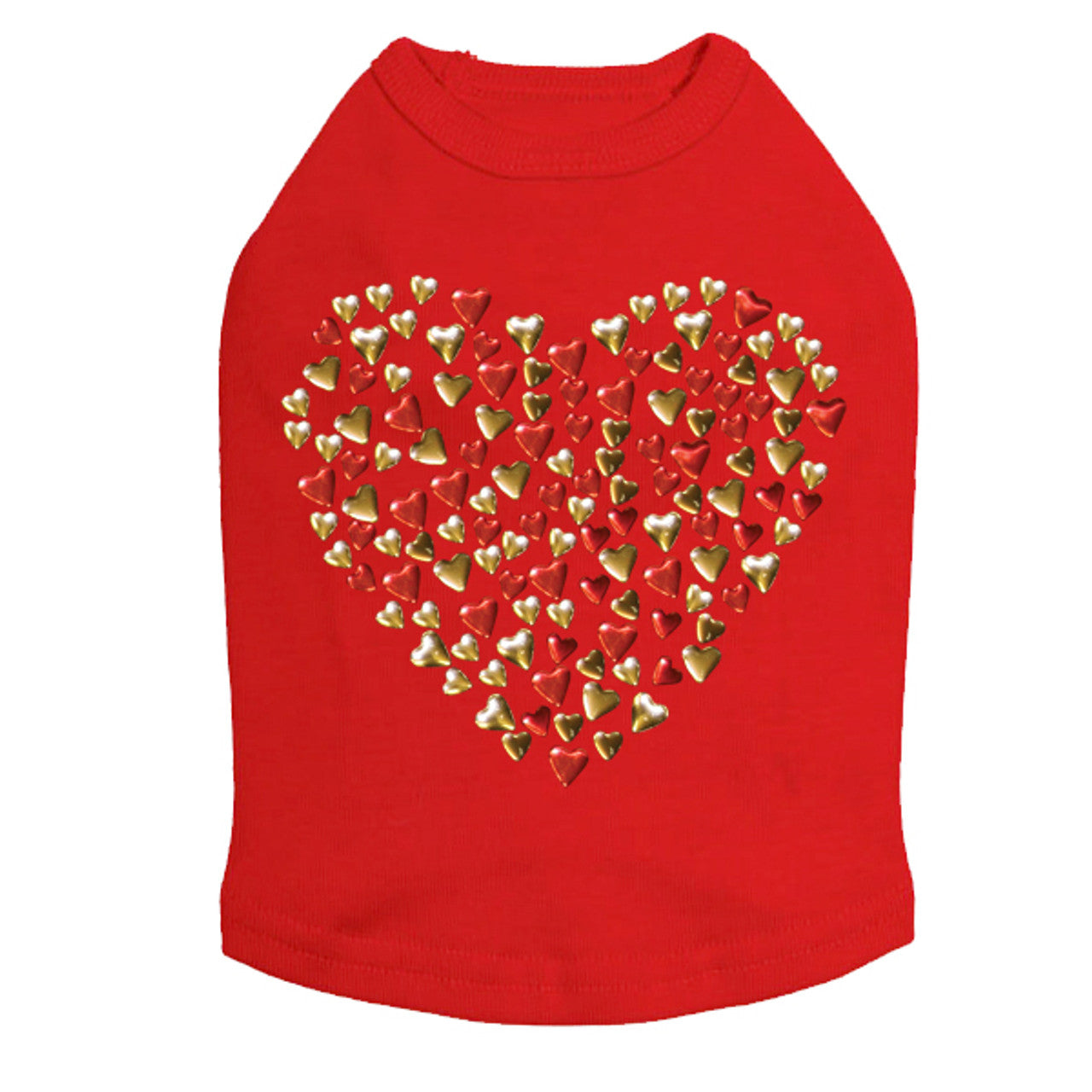 Red & Gold Nailhead Hearts - Dog Tank