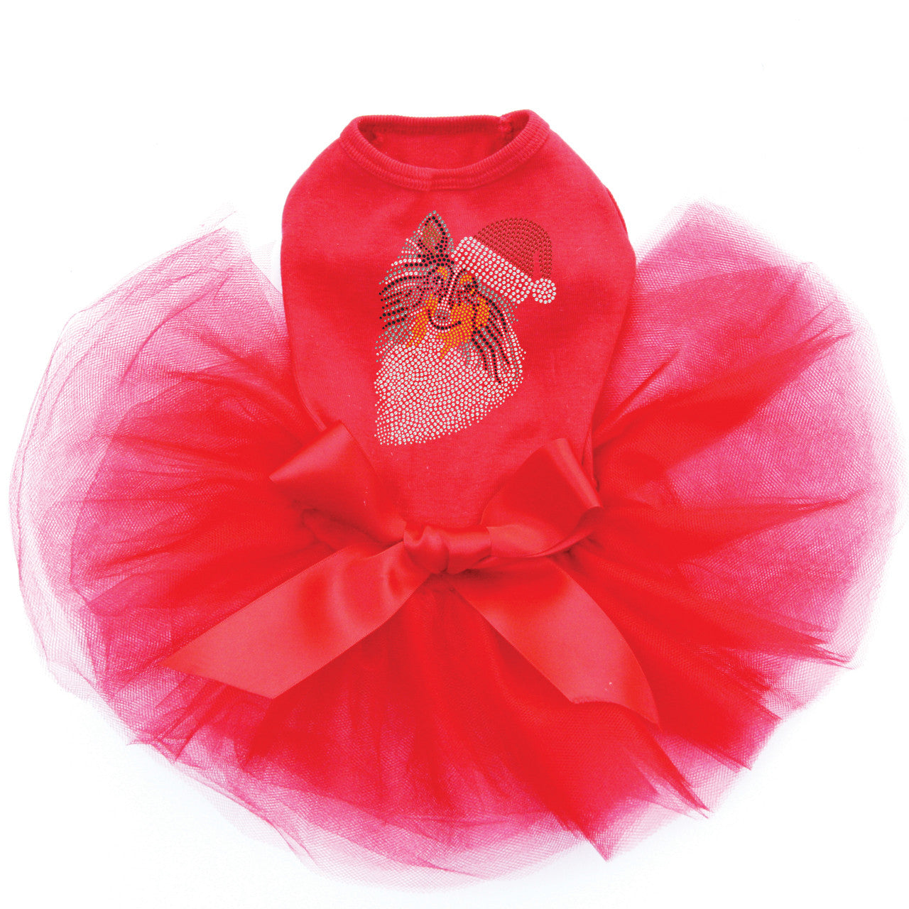 Sheltie Face (Tri Color) with Santa Hat - Custom Tutu