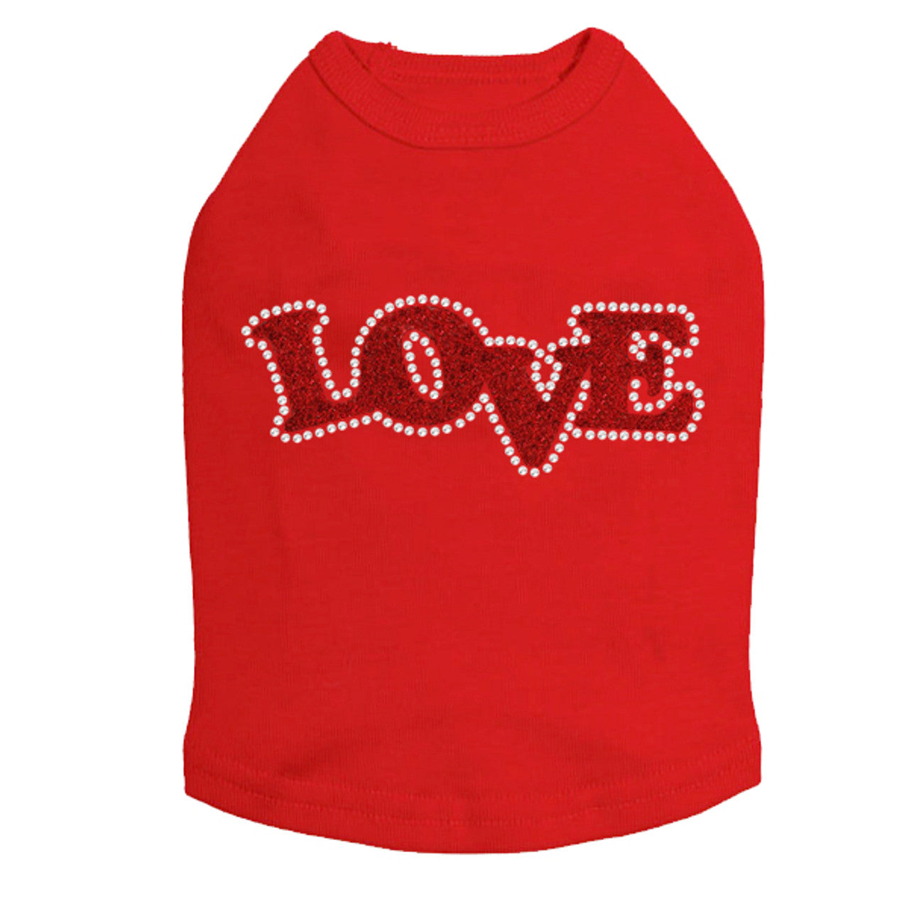 Love (Red Glitter) - Dog Tank