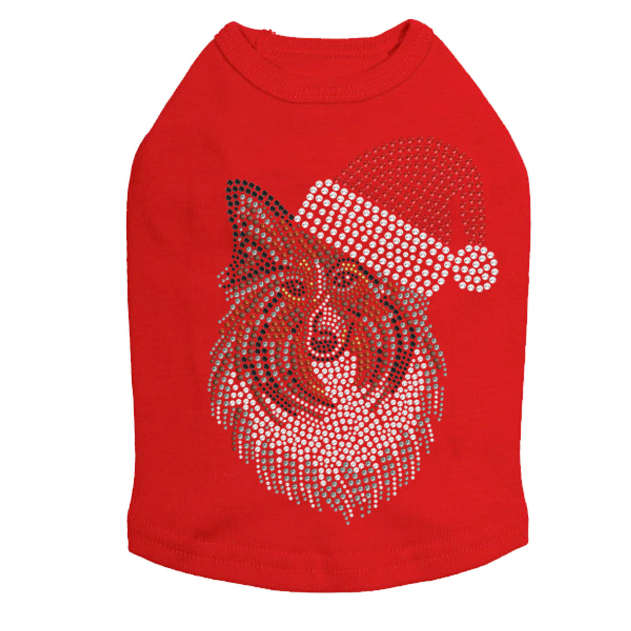 Sheltie Face with Santa Hat - Dog Tank
