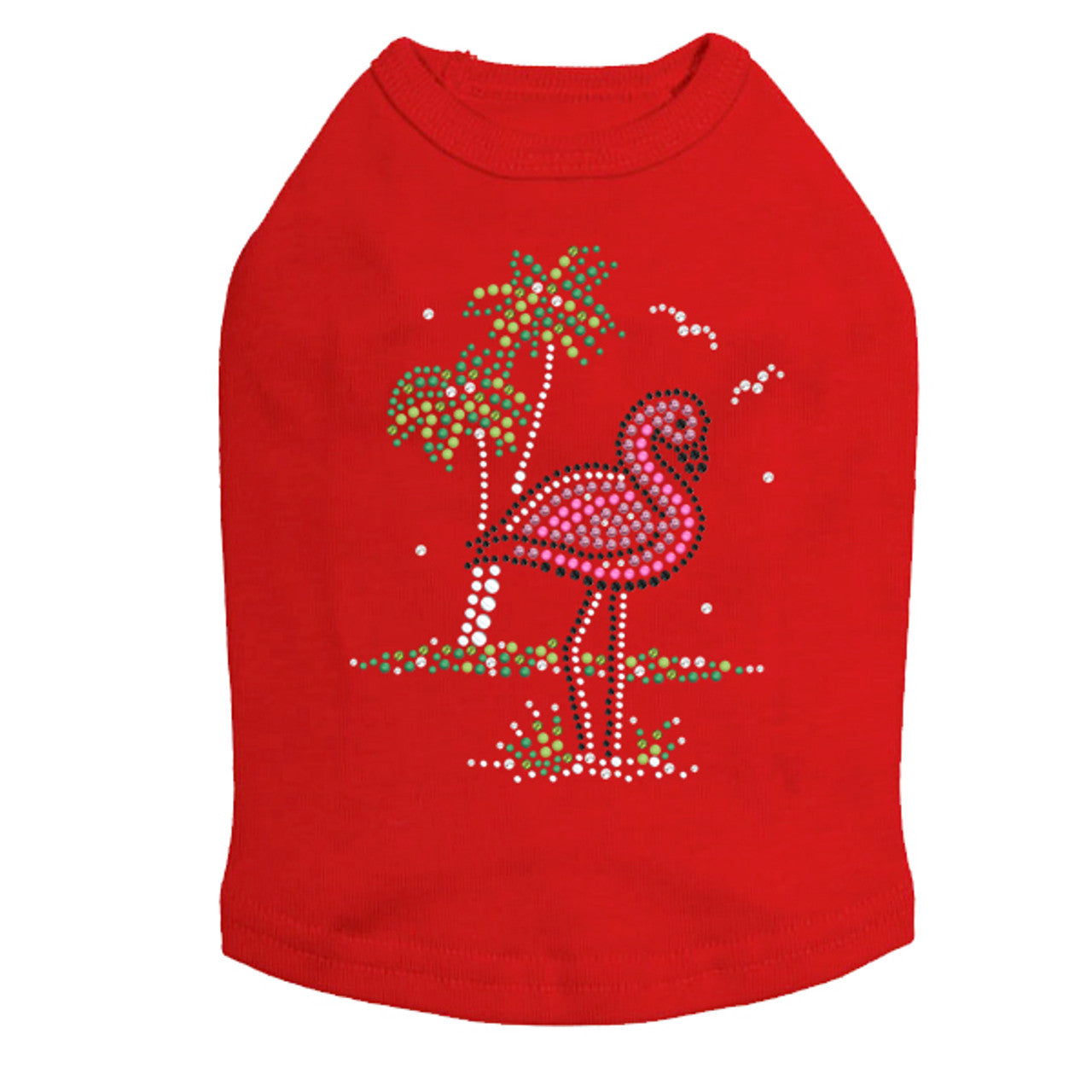 Pink Flamingo with Palm Trees - Dog Tank