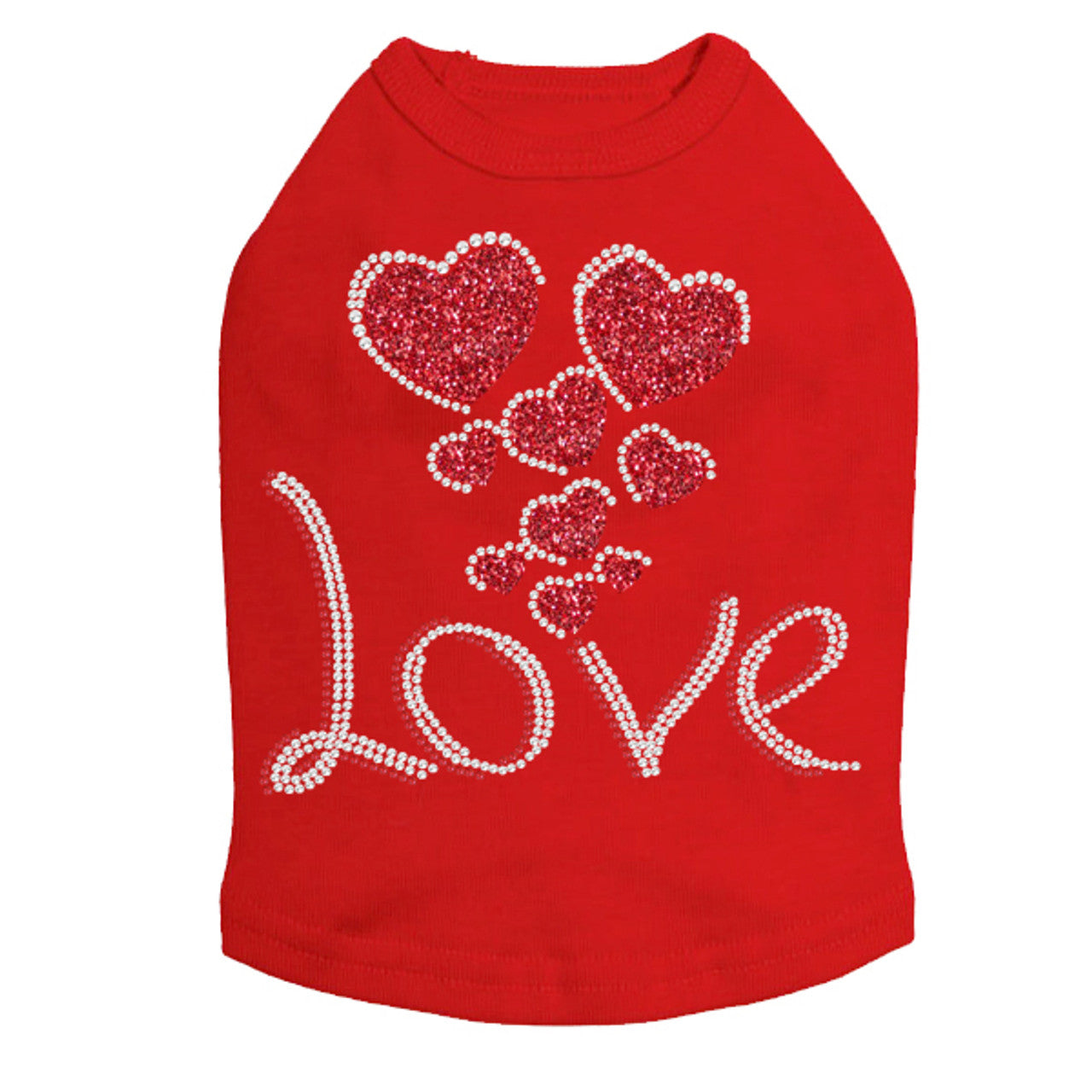 Love with Red Glitter Hearts - Dog Tank