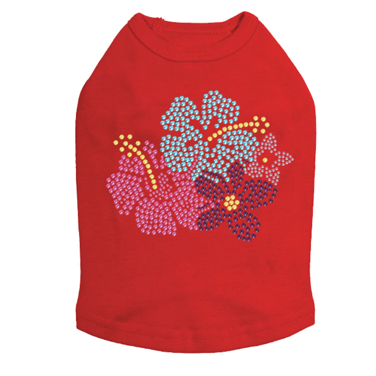 Pink, Blue & Purple Hibiscus - Dog Tank