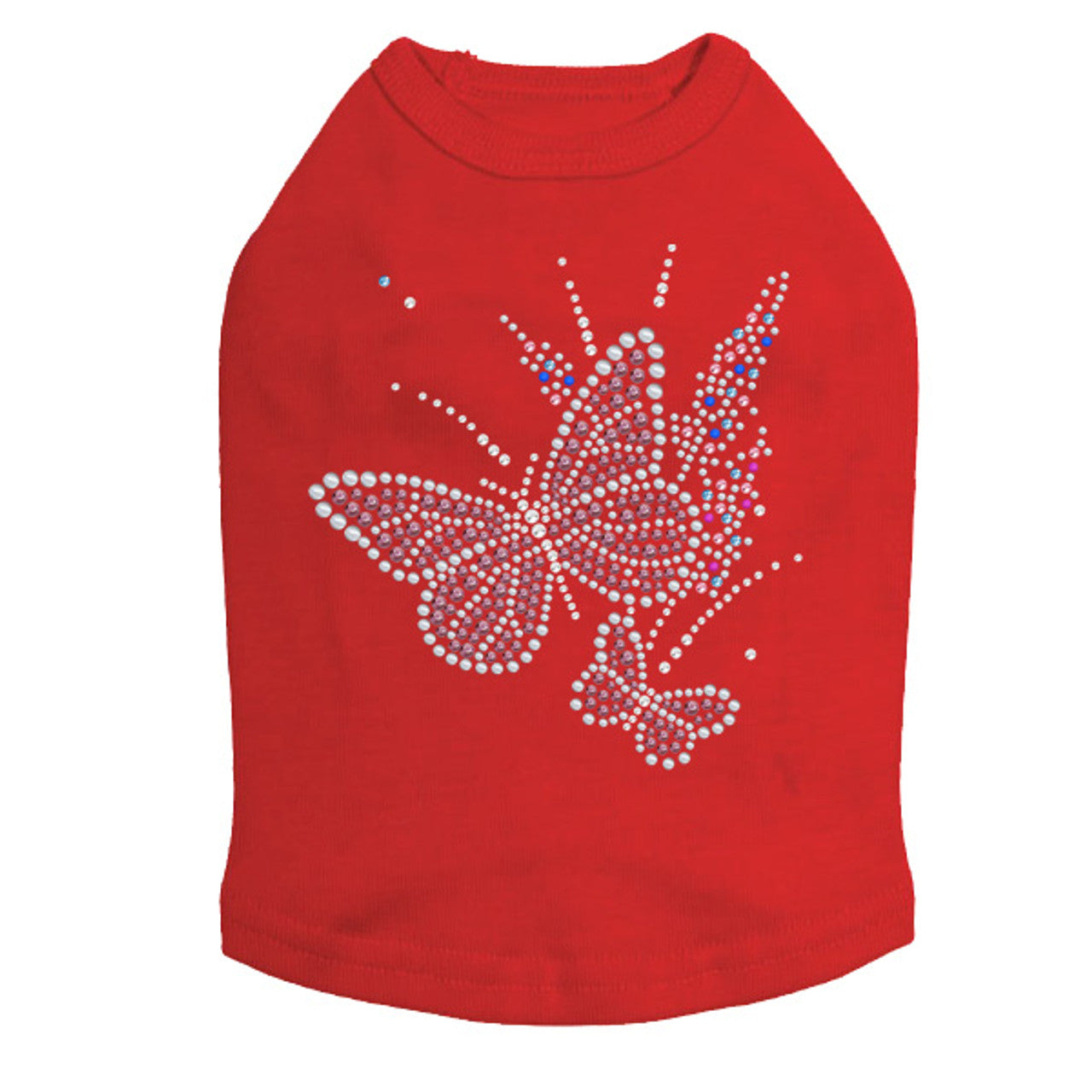 Pink Butterfly with Flowers - Dog Tank