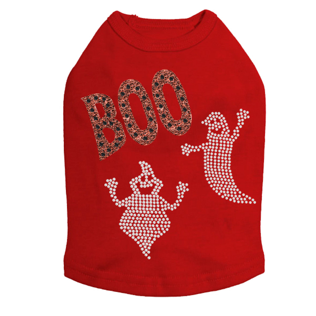 Orange Glitter Boo with Rhinestone Ghost - Dog Tank