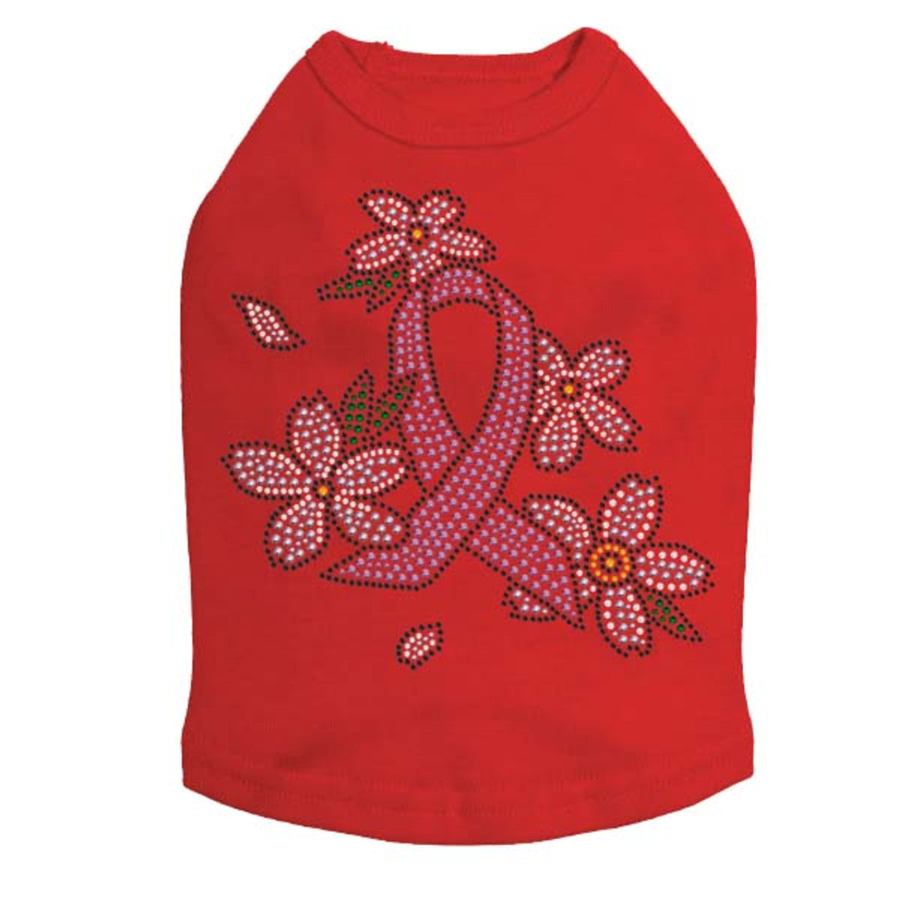 Pink Ribbon with Flowers - Dog Tank