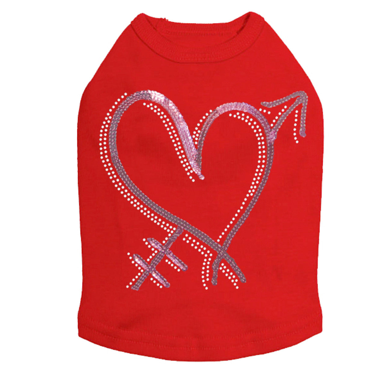 Pink Sequin Heart with Arrow - Dog Tank